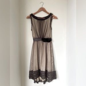 Anthropologie gray tulle dress by Moulinette Souers XS